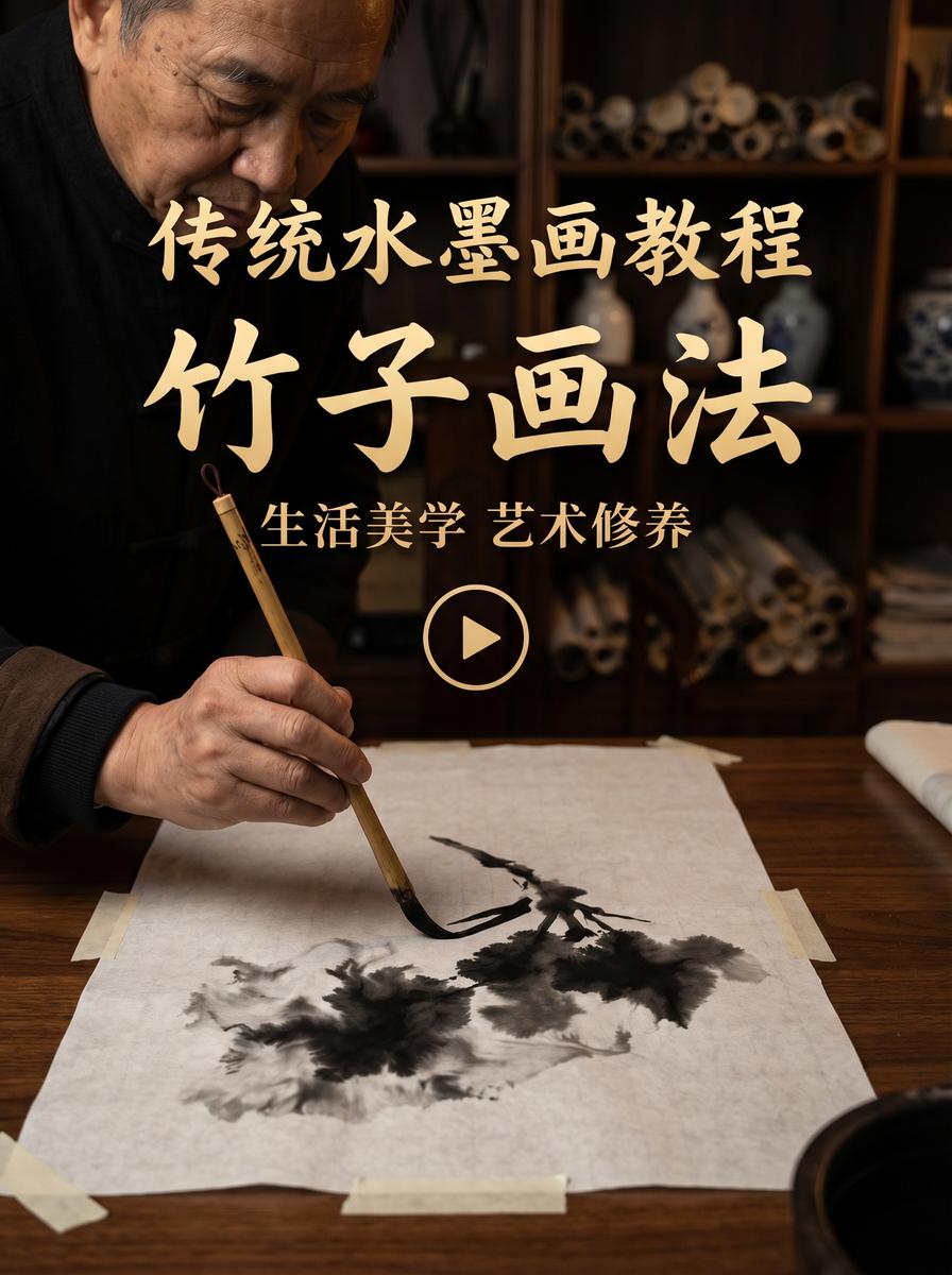 17C 水墨画视频教程：竹子画法入门与笔墨技法 - www.wwlvouh.cn